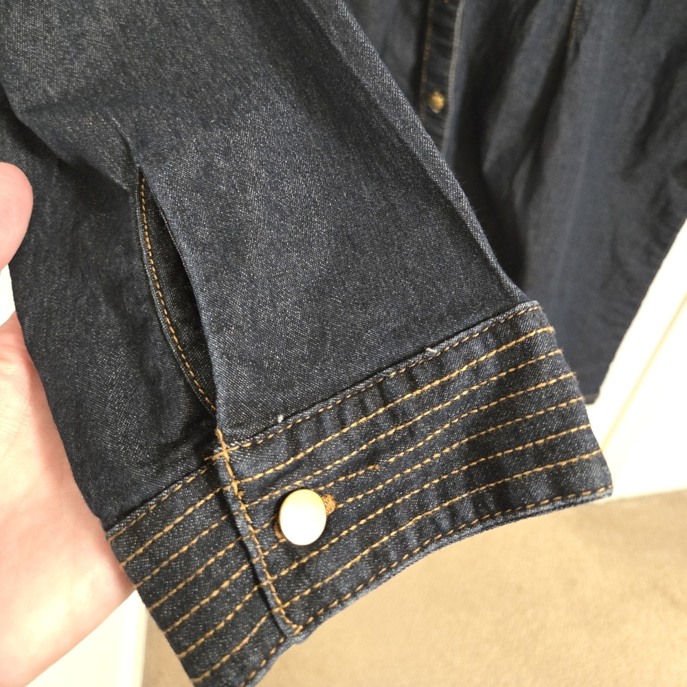 Deja Bleu Women's Denim Button-Up Dress Gold Accents Size 16 Country Western - Picture 5 of 8